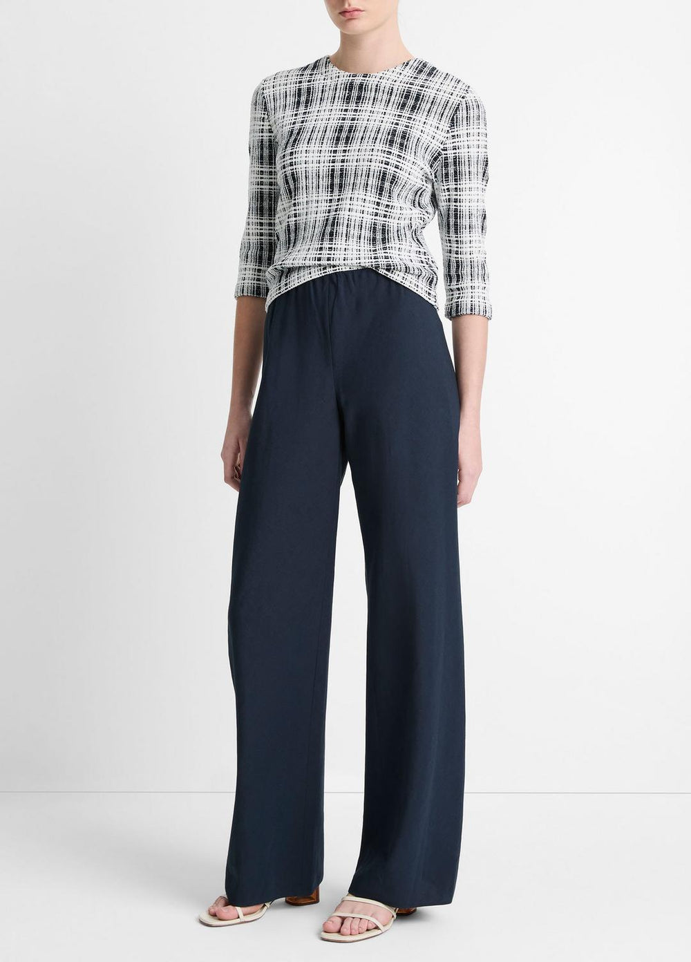 Cotton-Blend High-Waist Bias Pant in Wide Leg - COASTAL BLUE | VINCE Women