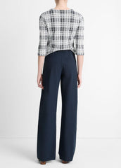 Cotton-Blend High-Waist Bias Pant in Wide Leg - COASTAL BLUE | VINCE Women