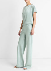Colette High-Rise Fluid Satin Bias Pant in Trousers - ALOE STONE | VINCE Women