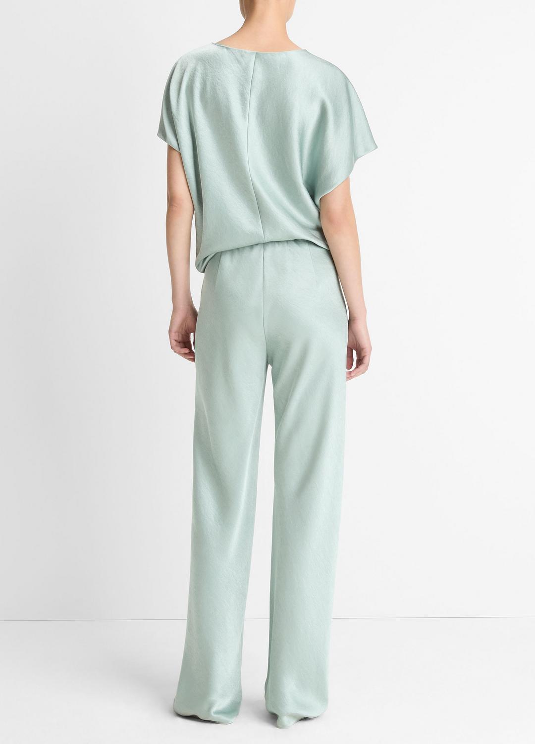 Colette High-Rise Fluid Satin Bias Pant in Trousers - ALOE STONE | VINCE Women