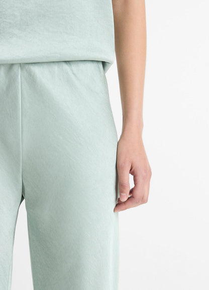 Colette High-Rise Fluid Satin Bias Pant in Trousers - ALOE STONE | VINCE Women