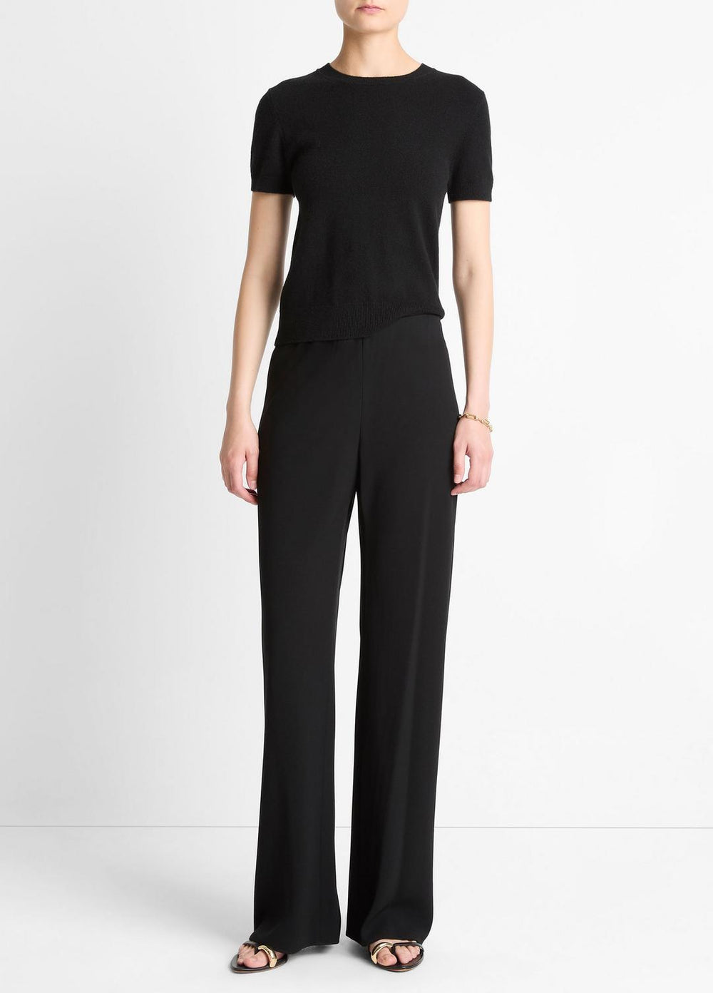 Colette High-Rise Crepe Bias Pant in Trousers - BLACK | VINCE Women