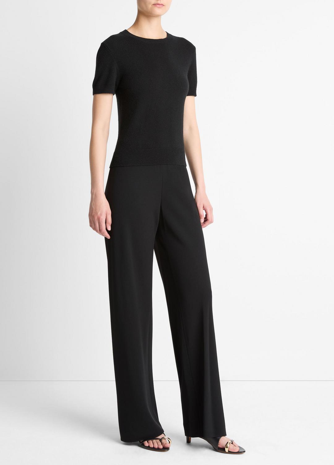 Colette High-Rise Crepe Bias Pant in Trousers - BLACK | VINCE Women