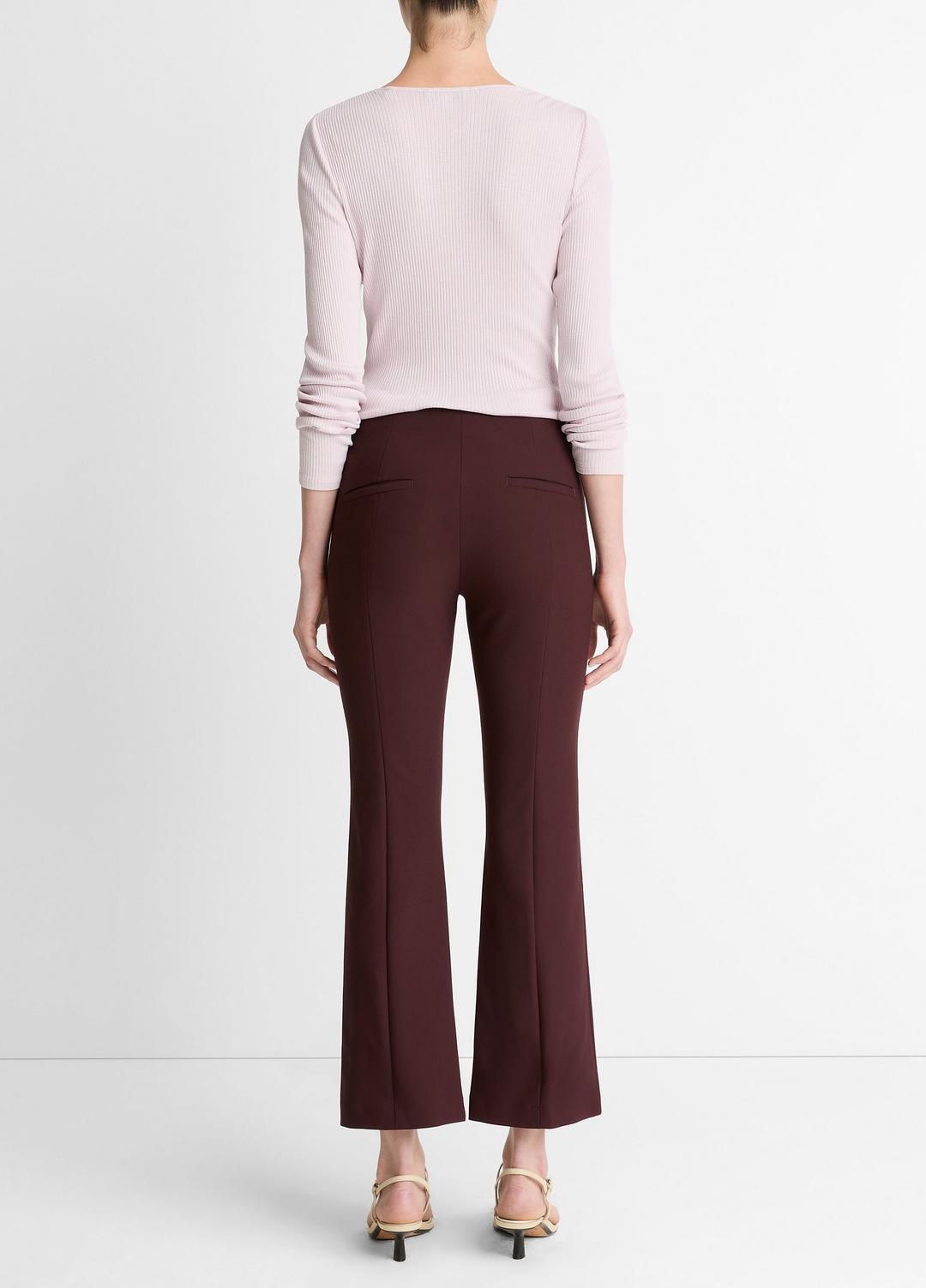 Niki Mid-Rise Pintuck Crop Flare Pant in Trousers - OXBLOOD | VINCE Women