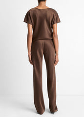 Colette High-Rise Fluid Satin Bias Pant in Trousers - ESPRESSO | VINCE Women