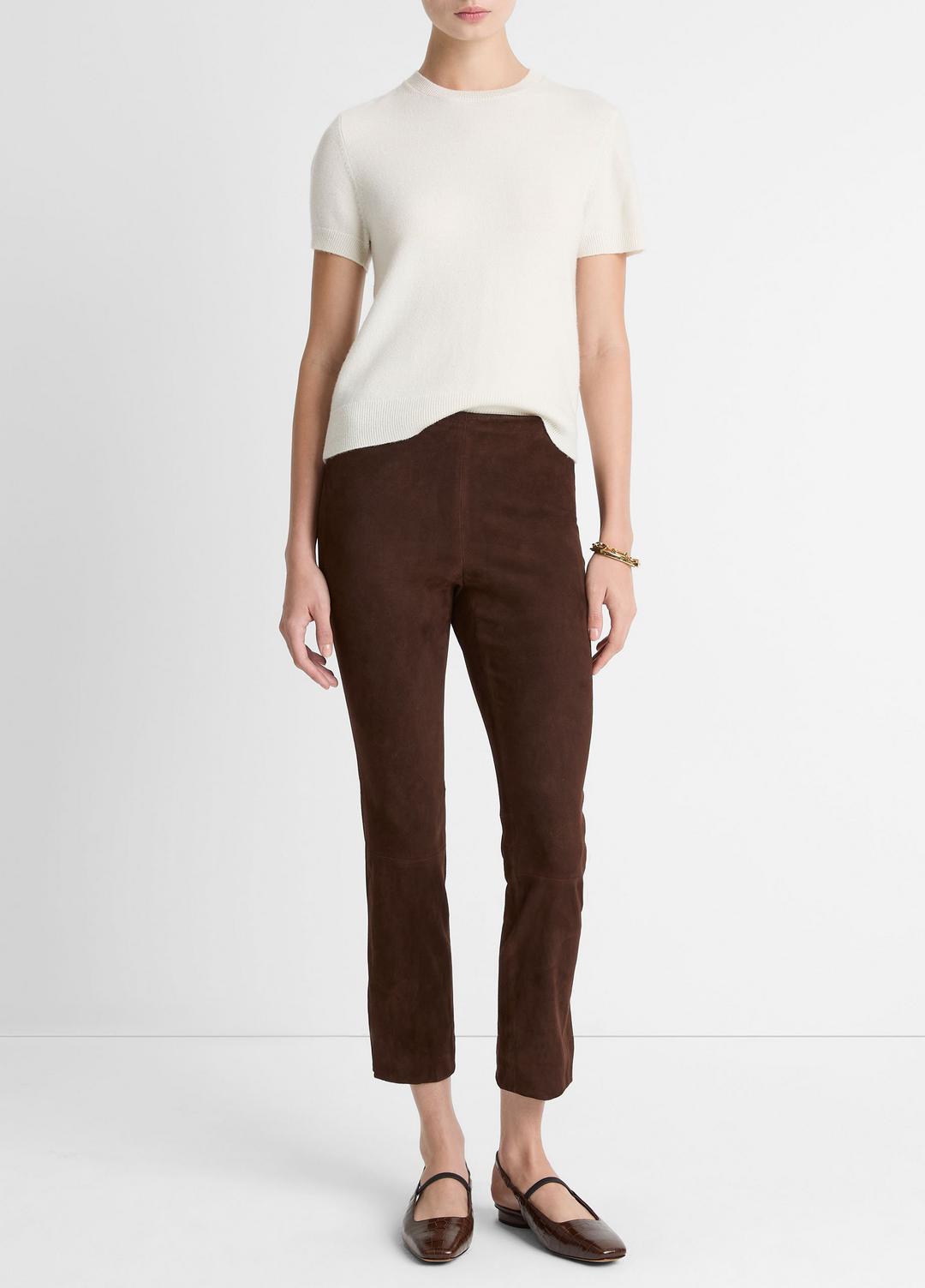Suede Split-Hem Cropped Pant in Leggings - CHOCOLATE | VINCE Women
