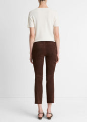 Suede Split-Hem Cropped Pant in Leggings - CHOCOLATE | VINCE Women