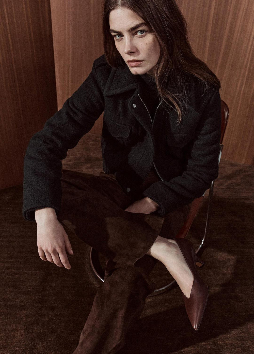 Suede Split-Hem Cropped Pant in Leggings - CHOCOLATE | VINCE Women