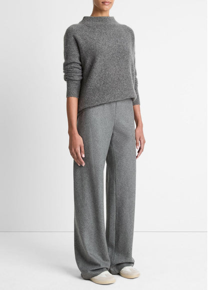Italian Wool-Blend High-Waist Bias Pant in Trousers - MEDIUM HEATHER GREY | VINCE Women