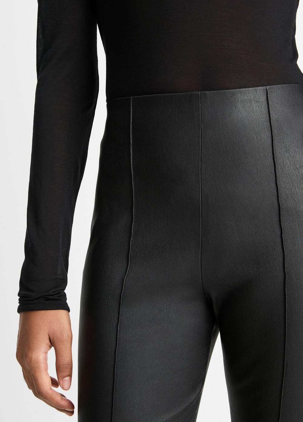 Stretch-Leather Crop Flare Pant in Trousers - BLACK | VINCE Women