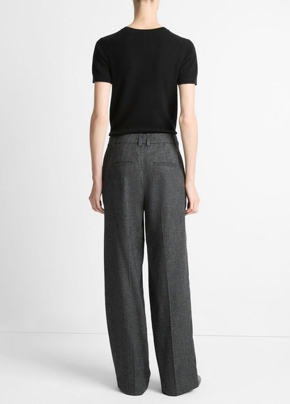 Italian Jaspe Pintuck High-Waist Wide-Leg Pant in Wide Leg - MEDIUM HEATHER GREY | VINCE Women