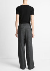 Italian Jaspe Pintuck High-Waist Wide-Leg Pant in Wide Leg - MEDIUM HEATHER GREY | VINCE Women
