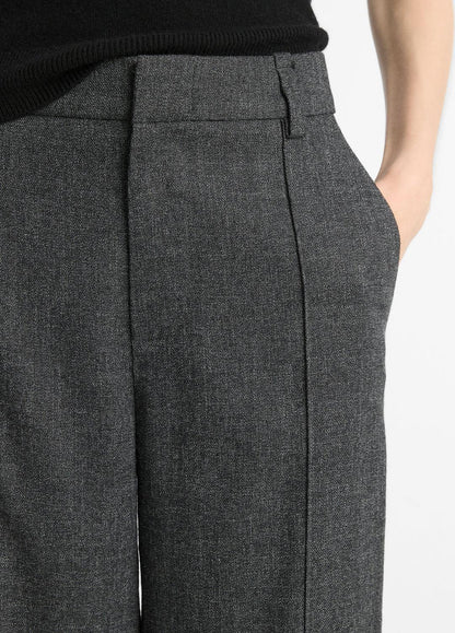 Italian Jaspe Pintuck High-Waist Wide-Leg Pant in Wide Leg - MEDIUM HEATHER GREY | VINCE Women