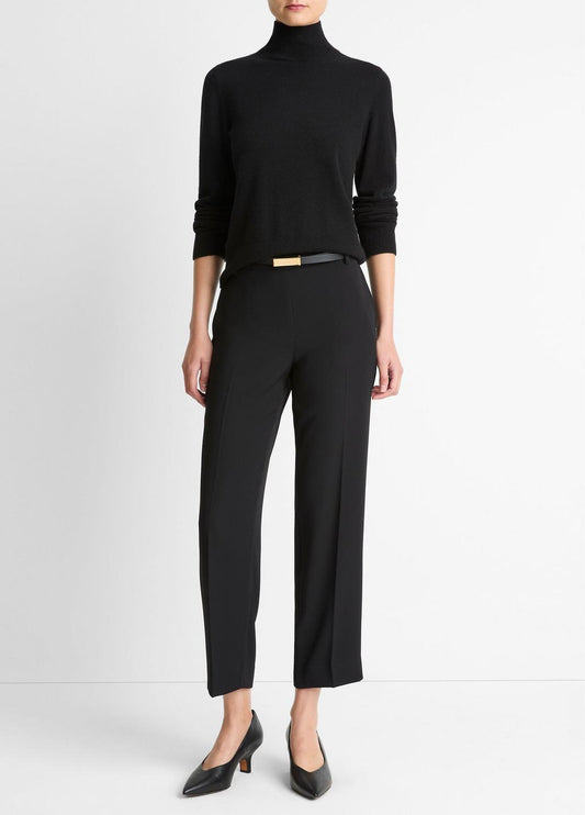 Crepe Tapered Pull-On Pant in Trousers - BLACK | VINCE Women
