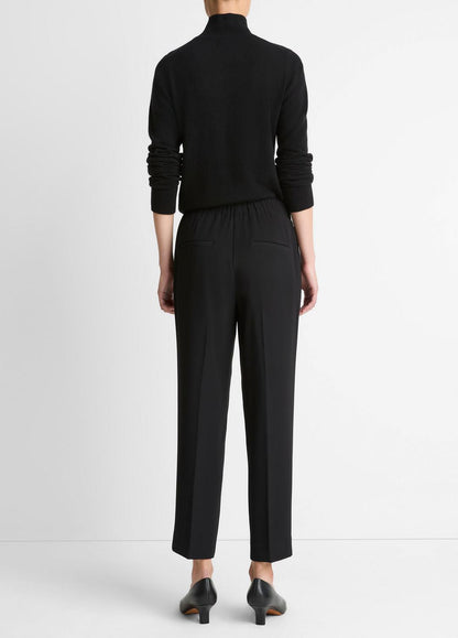 Crepe Tapered Pull-On Pant in Trousers - BLACK | VINCE Women