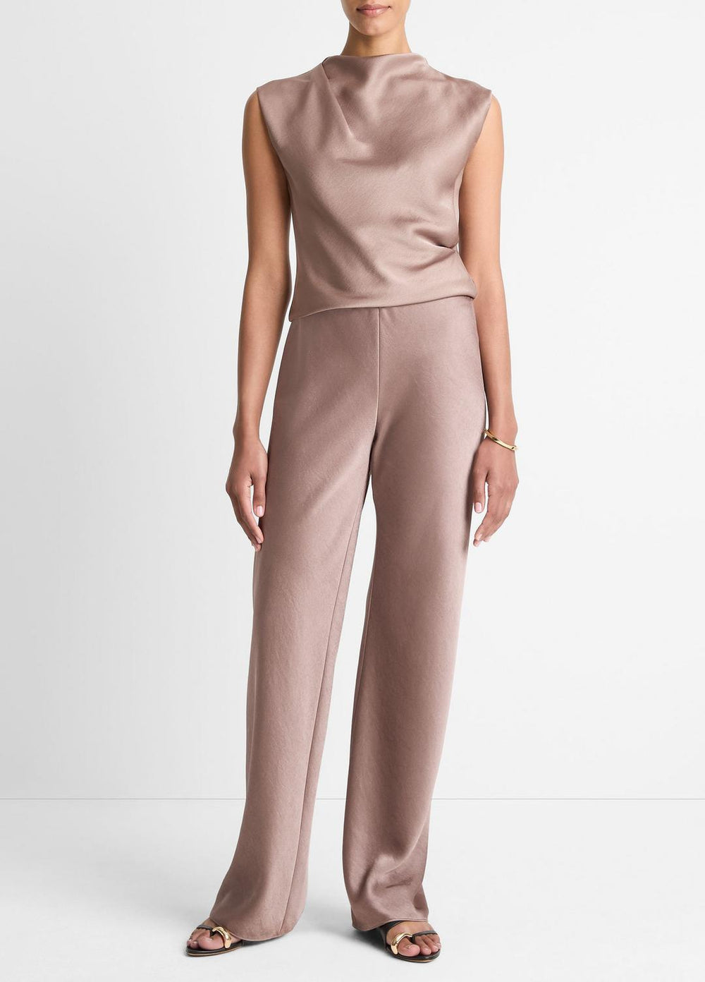 Colette High-Rise Fluid Satin Bias Pant in Trousers - MAUVE LILAC | VINCE Women