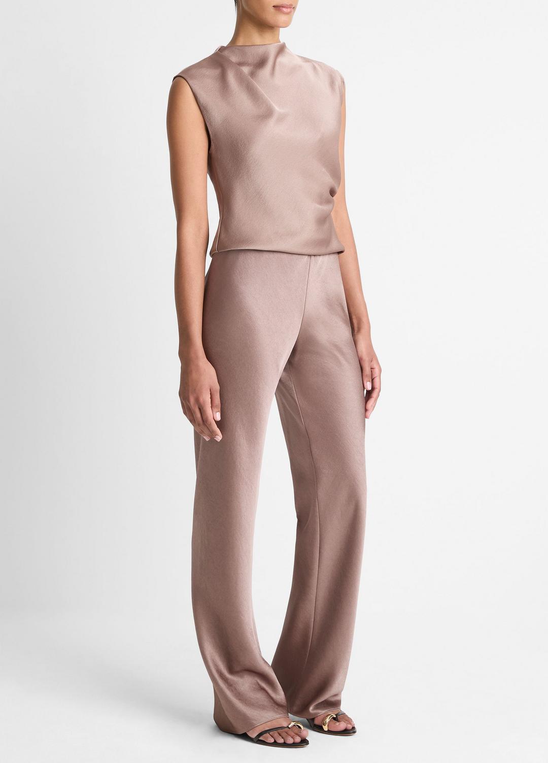 Colette High-Rise Fluid Satin Bias Pant in Trousers - MAUVE LILAC | VINCE Women