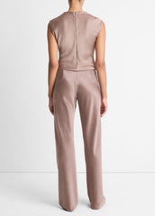 Colette High-Rise Fluid Satin Bias Pant in Trousers - MAUVE LILAC | VINCE Women
