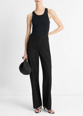 Cotton-Blend High-Waist Bias Pant in Trousers - BLACK | VINCE Women