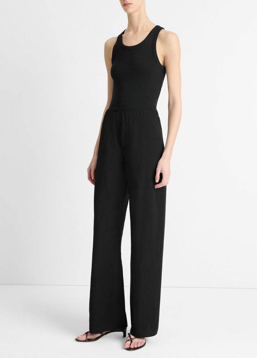 Cotton-Blend High-Waist Bias Pant in Trousers - BLACK | VINCE Women