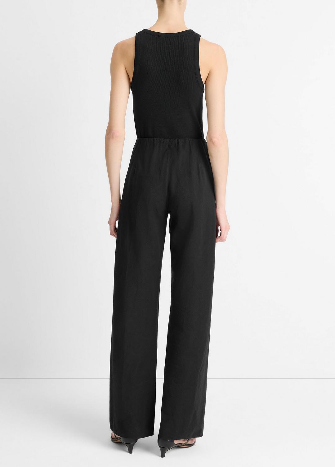 Cotton-Blend High-Waist Bias Pant in Trousers - BLACK | VINCE Women