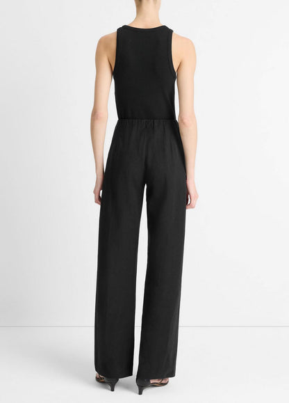Cotton-Blend High-Waist Bias Pant in Trousers - BLACK | VINCE Women