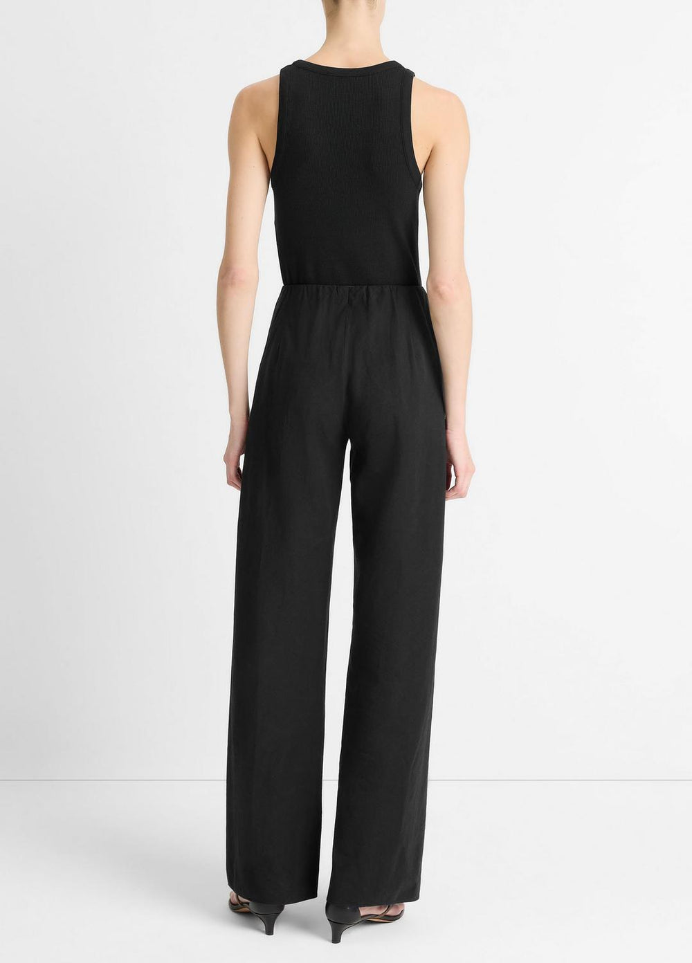 Cotton-Blend High-Waist Bias Pant in Trousers - BLACK | VINCE Women