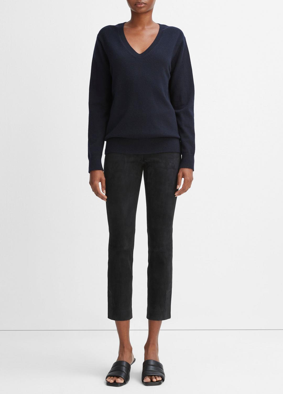 Stretch Suede Split Hem Crop Legging in Leggings - COASTAL BLUE | VINCE Women