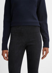 Stretch Suede Split Hem Crop Legging in Leggings - COASTAL BLUE | VINCE Women