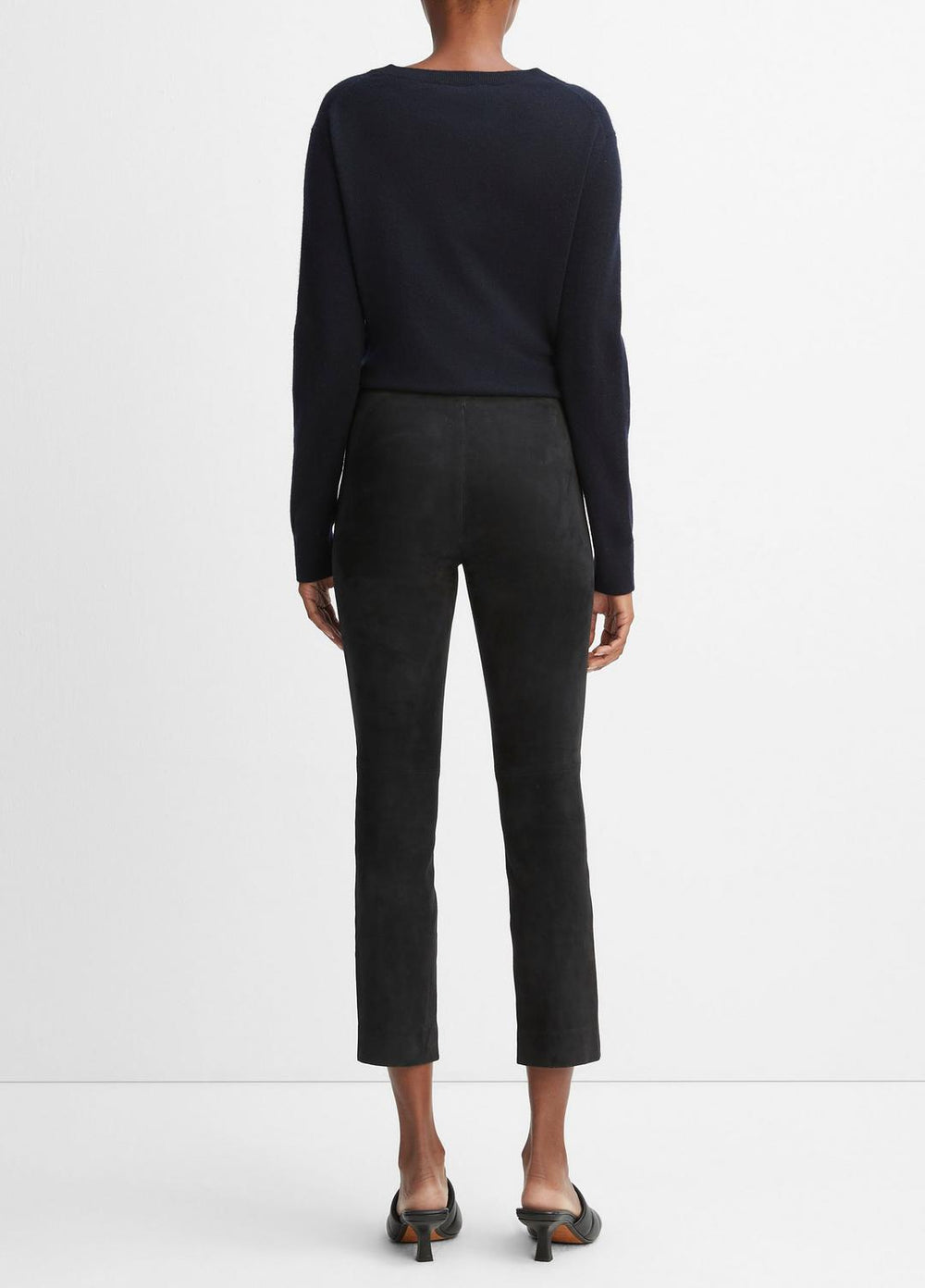 Stretch Suede Split Hem Crop Legging in Leggings - COASTAL BLUE | VINCE Women
