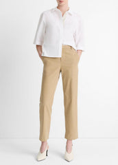 Avery Mid-Rise Italian Stretch-Cotton Chino Pant in Trousers - DESERT | VINCE Women
