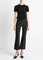 Niki Mid-Rise Pintuck Crop Flare Pant in Trousers - BLACK | VINCE Women