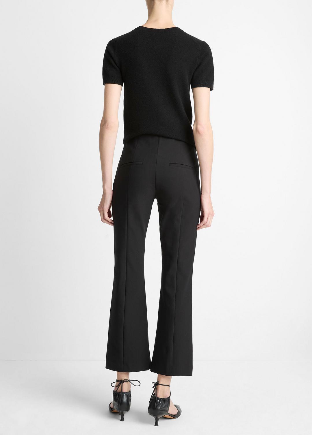 Niki Mid-Rise Pintuck Crop Flare Pant in Trousers - BLACK | VINCE Women