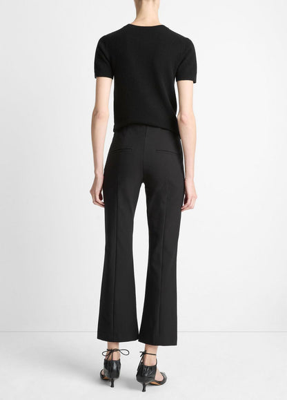Niki Mid-Rise Pintuck Crop Flare Pant in Trousers - BLACK | VINCE Women
