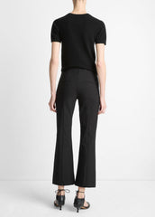 Niki Mid-Rise Pintuck Crop Flare Pant in Trousers - BLACK | VINCE Women