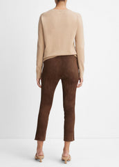 Stretch Suede Split Hem Crop Legging in Leggings - DARK WHEAT | VINCE Women