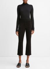 Stretch-Suede Cropped Flare Legging in Leggings - BLACK | VINCE Women