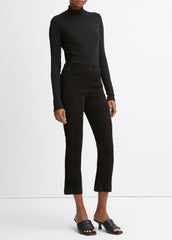 Stretch-Suede Cropped Flare Legging in Leggings - BLACK | VINCE Women