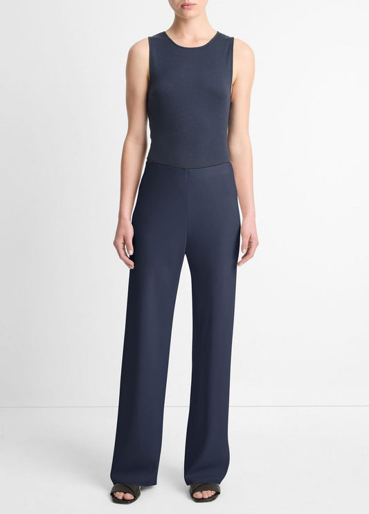 Colette High-Rise Crepe Bias Pant in Trousers - COASTAL BLUE | VINCE Women
