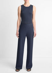 Colette High-Rise Crepe Bias Pant in Trousers - COASTAL BLUE | VINCE Women