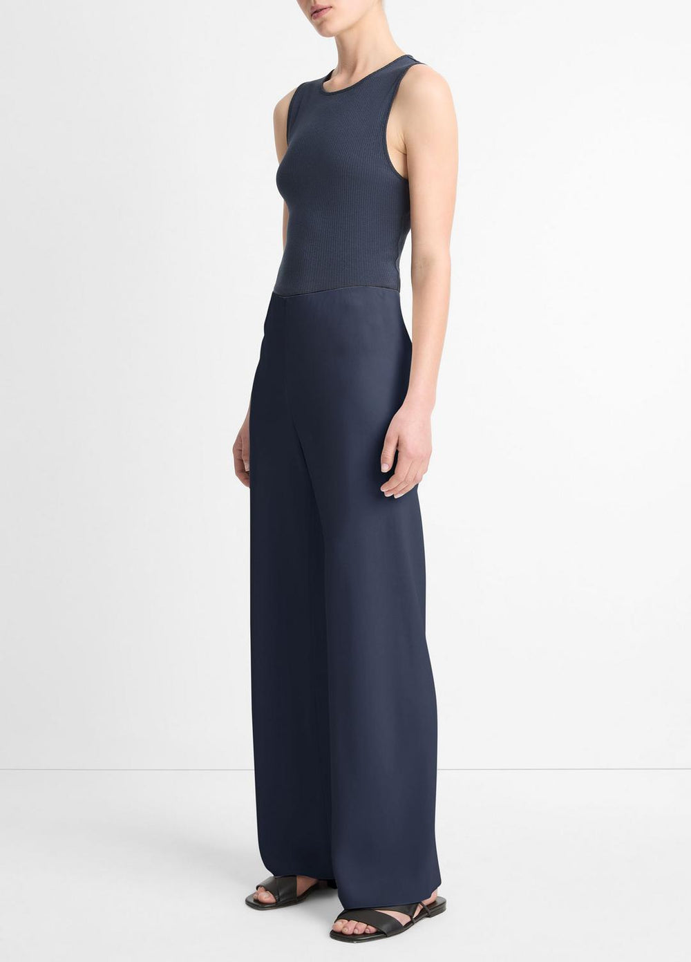 Colette High-Rise Crepe Bias Pant in Trousers - COASTAL BLUE | VINCE Women