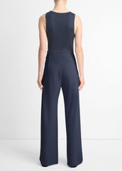 Colette High-Rise Crepe Bias Pant in Trousers - COASTAL BLUE | VINCE Women