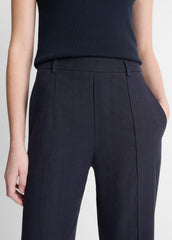 Grace Mid-Rise Linen-Blend Pull-On Pant in Trousers - COASTAL BLUE | VINCE Women