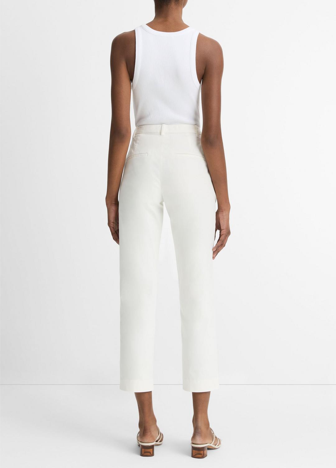 Avery Mid-Rise Italian Stretch-Cotton Chino Pant in Trousers - OFF WHITE | VINCE Women