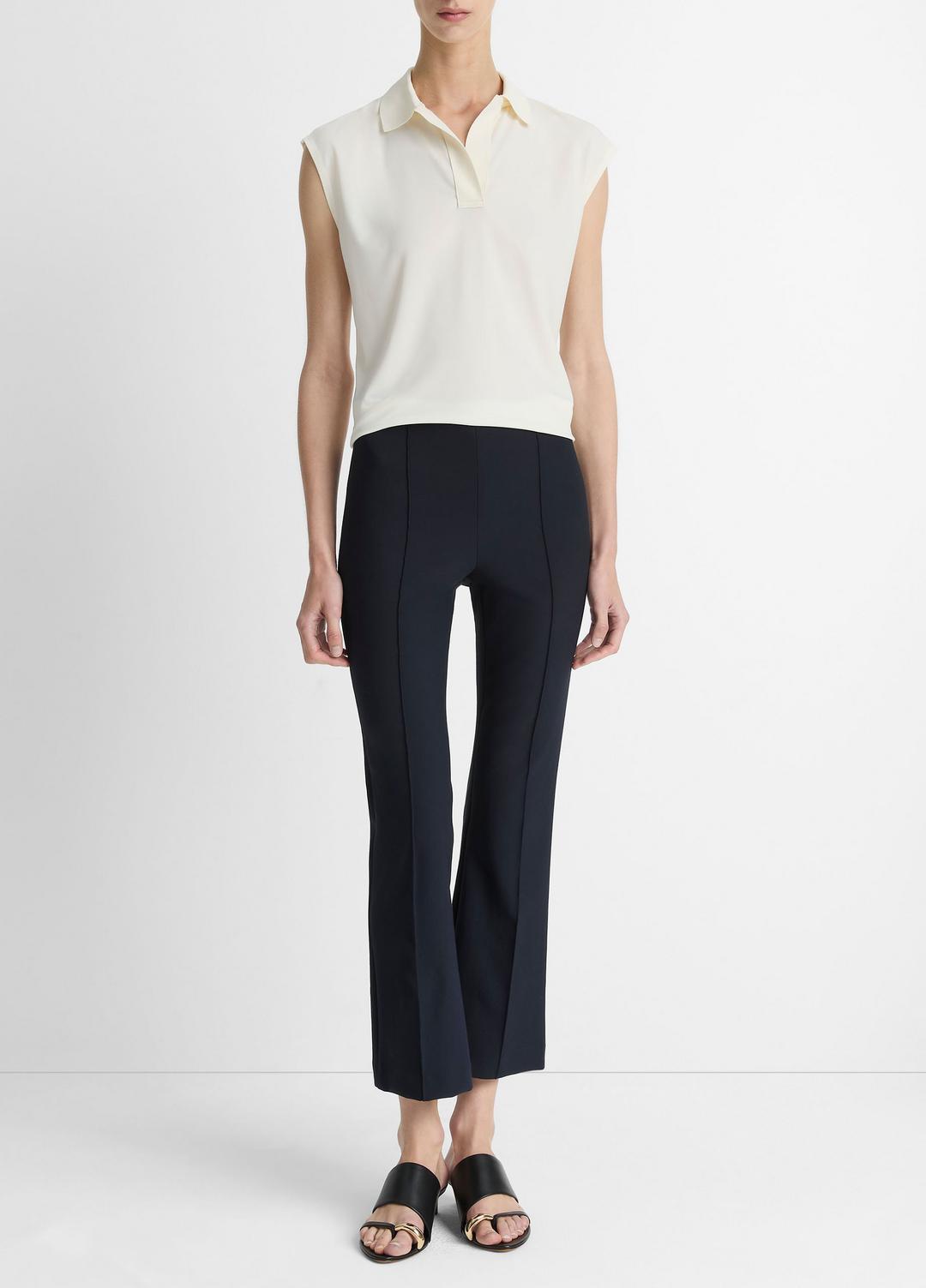 Niki Mid-Rise Pintuck Crop Flare Pant in Pants - COASTAL BLUE | VINCE Women