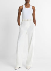 Linen-Blend High-Rise Pull-On Pant in Trousers - OFF WHITE | VINCE Women