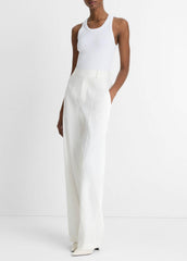 Linen-Blend High-Rise Pull-On Pant in Trousers - OFF WHITE | VINCE Women