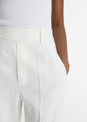 Linen-Blend High-Rise Pull-On Pant in Trousers - OFF WHITE | VINCE Women
