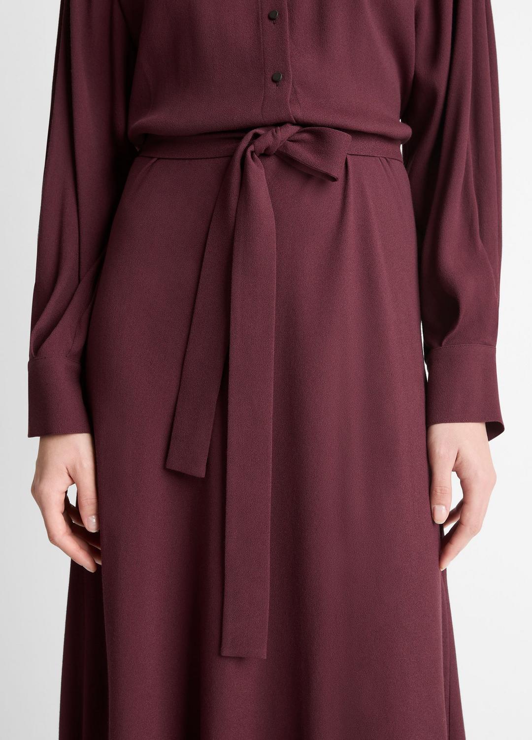 Crepe Collar-Stand Shirt Dress in Dresses - OXBLOOD | VINCE Women