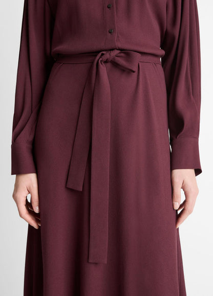 Crepe Collar-Stand Shirt Dress in Dresses - OXBLOOD | VINCE Women